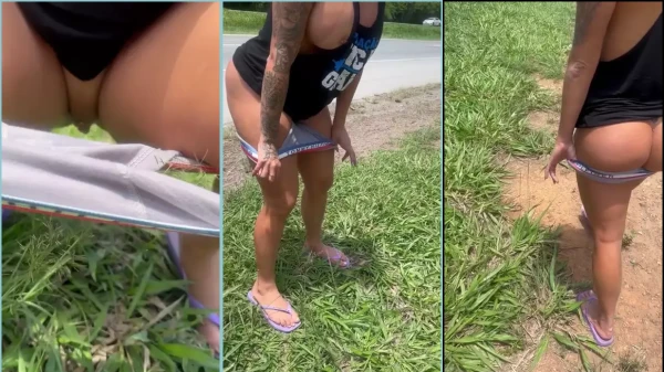 A esposa do Dessinha fazendo xixi