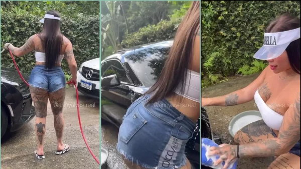 Confere esse vídeo da Anny Alves, toda cheia de charme, dando um trato no carro!