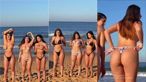 A Ale Gaucha e as amigas decidiram tirar a roupa na praia
