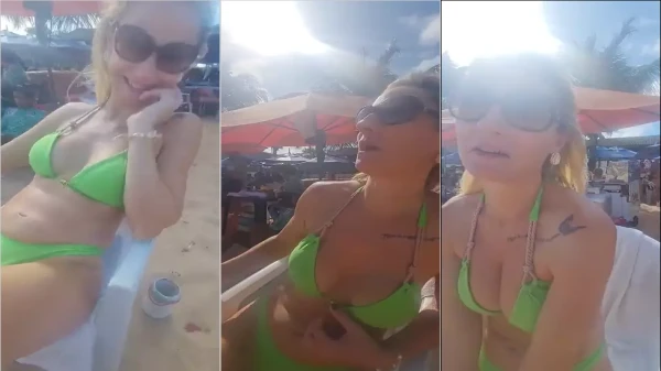 Aline Fischborn exibindo o corpo só de biquíni