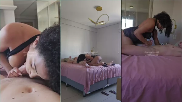 Amanda Luz em um vídeo debaixo dos cobertores com um chegado