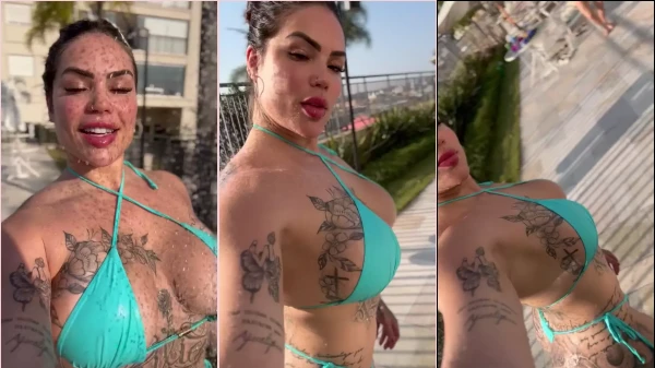 Anny Alves se refrescando em público