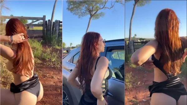 Cibelly Ferreira de peitinho de fora na fazenda