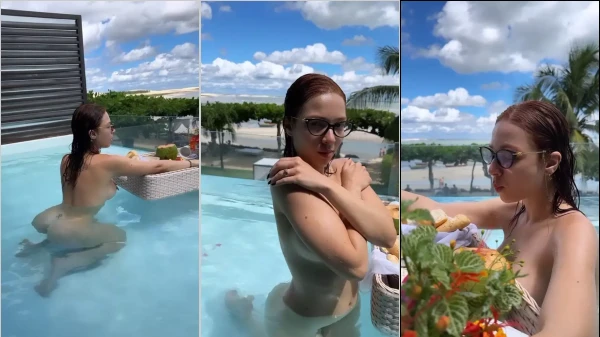 Cibelly Ferreira, uma gata de corpo lindo e peitões, curtindo a piscina
