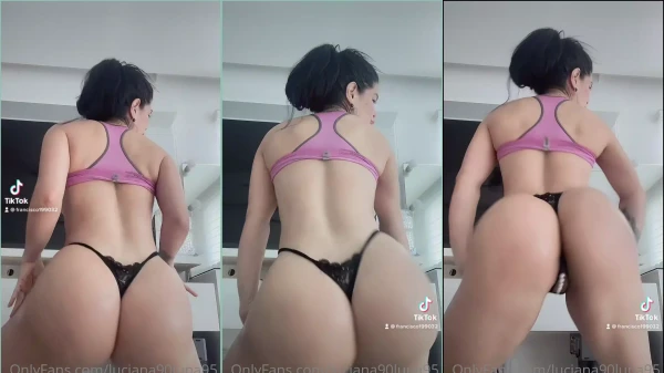 Com uma calcinha fio dental, a Luciana Cedeño dá um show rebolando essa bunda maravilhosa!