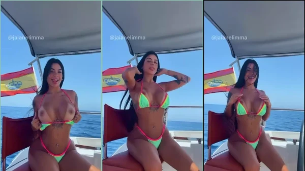 Dá uma olhada na Jaiane Limma na lancha exibindo os peitões!