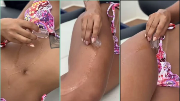 Daniela Antury passando uma geladinha na pele pra aliviar a quente