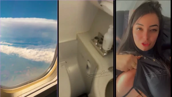 Emanuelly Raquel, a safadinha, exibindo os peitinhos no banheiro do avião