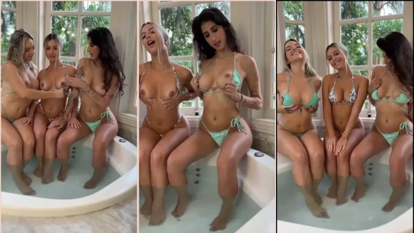 Gabriela Saleh e as gostosas de biquíni na jacuzzi