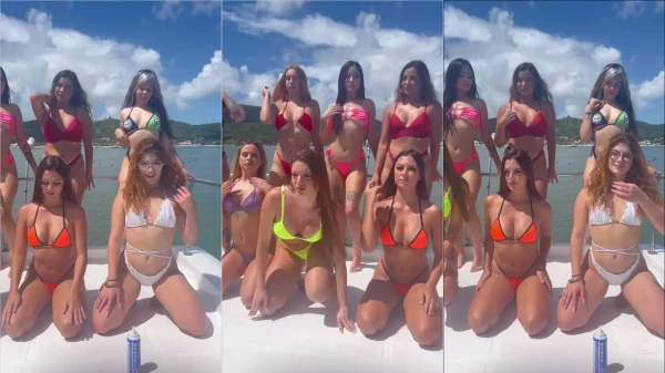 Giovana Greco se jogou na rede enquanto curtia um passeio de lancha com as amigas!