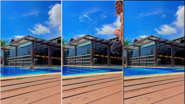 Giovana Greco, toda linda, se divertindo na piscina