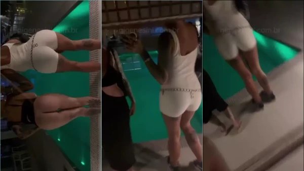 Giovanna Genesini exibindo a xoxota e o bundão na festinha