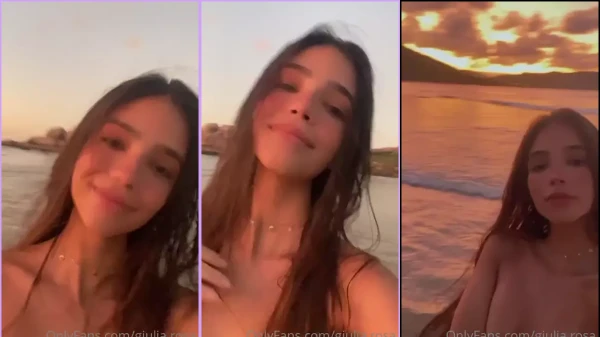Giulia Rosa despida na praia pública