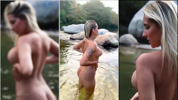 Heidy Lopez se banhando nua na água, toda linda e sensual