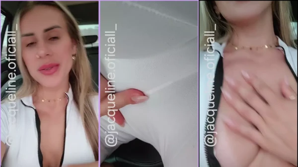 Jacqueline Darley solta um vídeo quente da loiraão com peitão no carro!