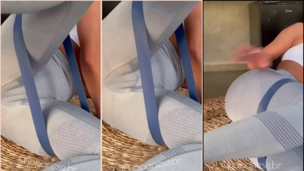 Jully Queiroz se esticando de um jeito delícia com uma calça legging!