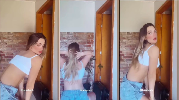 Leise, a loirinha charmosa de jeans, tá arrasando na dança!