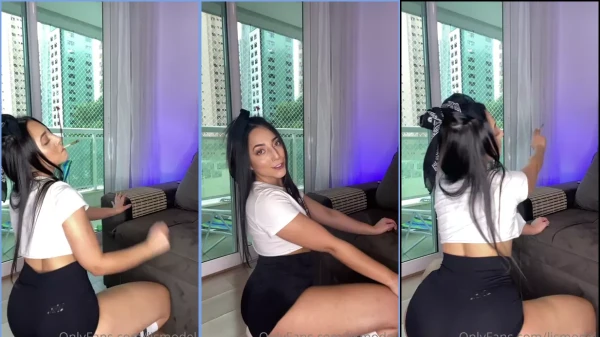 Lis Del Castilho de shortinho justinho enquanto faz agachamento