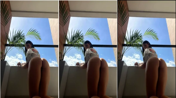 Natalia Torres em um vídeo picante na sacada mostrando o seu corpão