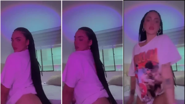 Natalia Torres, uma gostosa de blusão, rebolando na pista