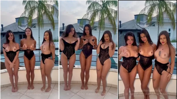 Natasha Steffens e as amigas exibindo as teta com tudo!