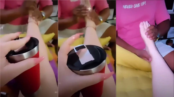 Negão deixando a Rainha dos barcos toda animada com uma massagem, hein!