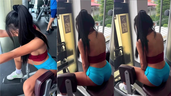 O safado registrou a Praew Asian malhando na academia!