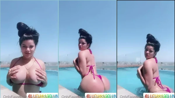 Olha a Luciana Cedeño na piscina pública exibindo os peitões!