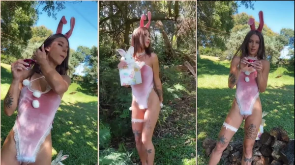 Rafaela Lima toda trabalhada de coelhinha da Páscoa