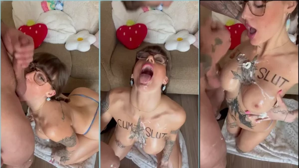 Raven Lynn, a rainha do boquete, toda melada de chantilly no pornô!
