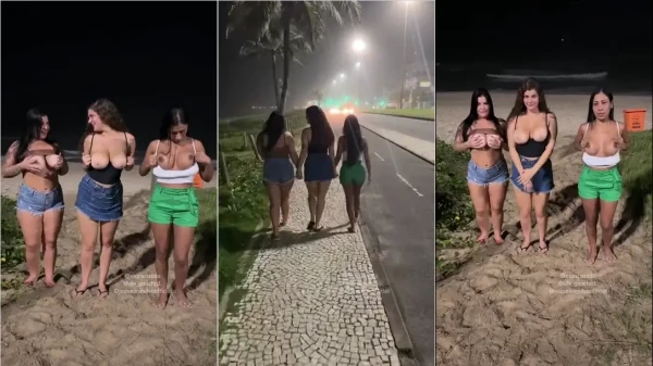 Rolou um vazamento da Mari Casada e suas amigas exibindo os peitos na rua!