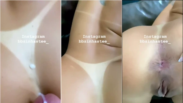 Steffany levando uma "chuvinha" na parte de trás