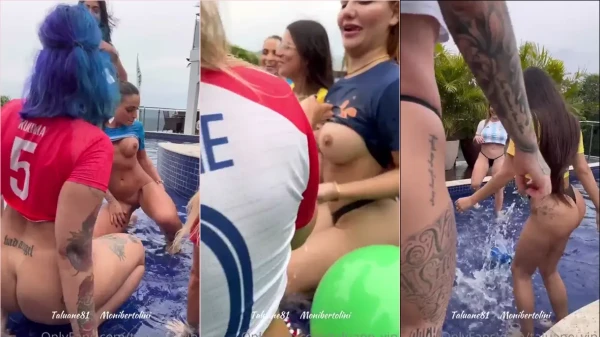 Taluane, cheia de paixão, se jogou em uma putaria na piscina com as amigas
