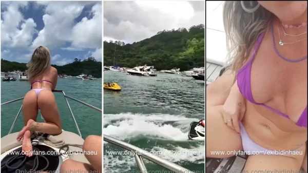 Toda soltinha, cheia de charme, curtindo em cima da lancha!