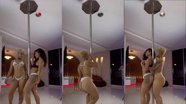 Torinha e a amiga se esbaldando no pole dance!