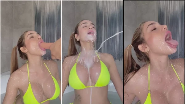 Valentina Rodriguez se refrescando em um banho de leite