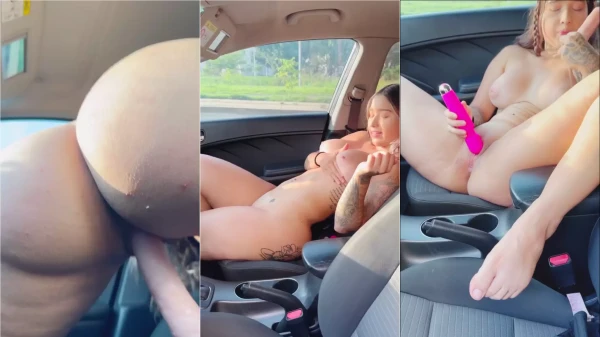 Valeria Castaneda, toda animada, se autoexplorou dentro do carro