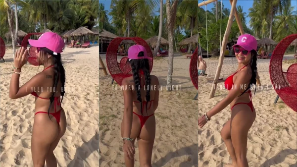 Vídeo caliente da Praew Asian na praia
