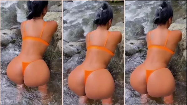 Vídeo da andreamolina se divertindo no lago com calcinha