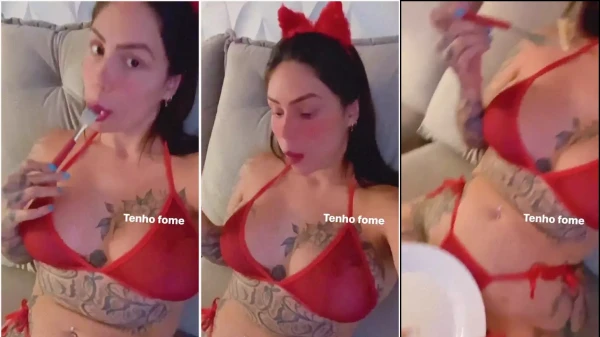 Vídeo da Anny Alves fazendo o jantar só de calcinha e sutiã