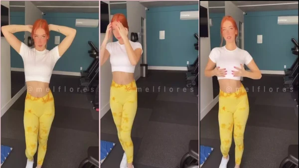 Vídeo da deliciosa Mel Flores exibindo suas curvas na academia
