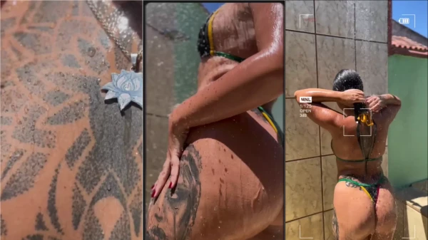 Vídeo da Marina Lage se banhando no quintal