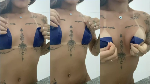 Vídeo da Paula Stefane exibindo as teta depois de passar pelo bronzeamento artificial