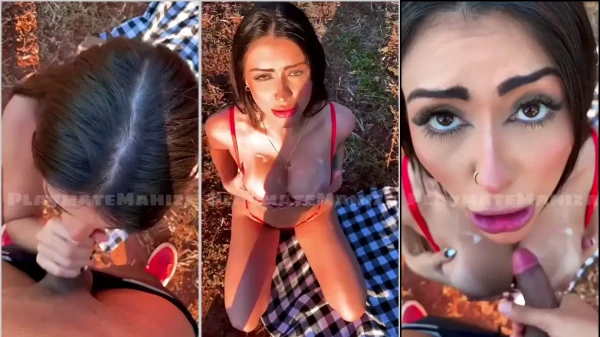 Vídeo da Playmate Mahiza dando uma mamadinha em um cara bem pauzudo no parque