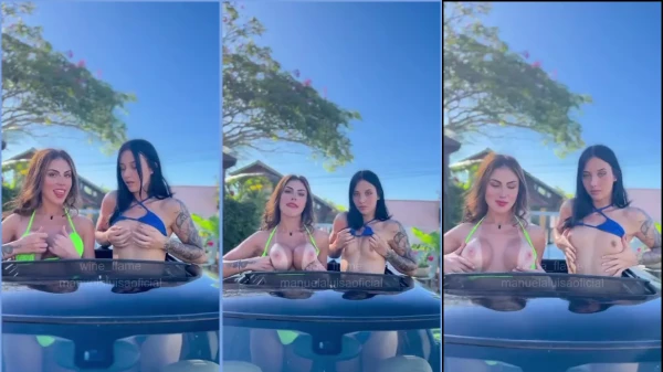 Vídeo da Wine Flame e a amiga deitadas no teto solar do carro, mostrando os atributos