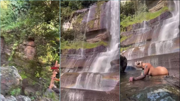 Vídeo incrível da Cintia Cossio na cachoeira, toda nua!