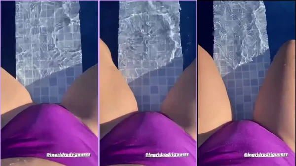 Vídeos da Ingrid Rodrigues de biquíni se divertindo na piscina