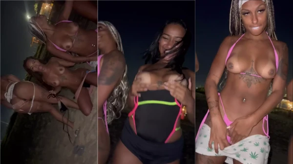Vídeo da Kesia Funkeirinha sem roupa na praia com as amigas
