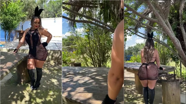 Vídeo da coelhinha Juli Figueiro fazendo charme
