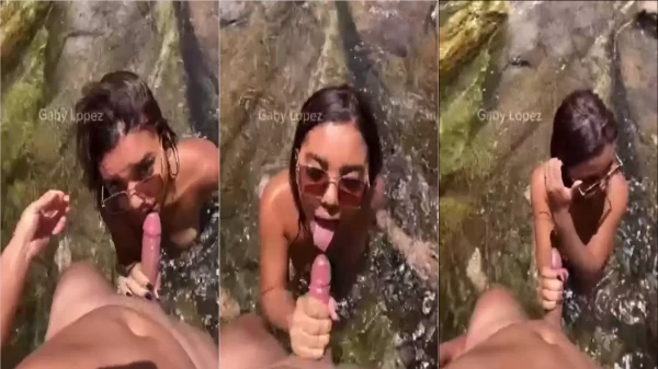 Gaby Lopez, a danada, se entregando na lagoa com um copão de bebida